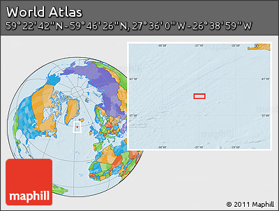 Political Location Map of the Area around 59° 34' 34" N, 27° 7' 30" W