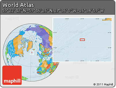 Political Location Map of the Area around 59° 34' 34" N, 27° 7' 30" W