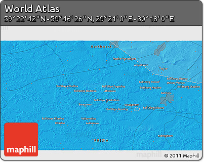 Political 3D Map of the Area around 59° 34' 34" N, 29° 49' 30" E