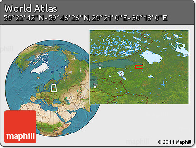 Satellite Location Map of the Area around 59° 34' 34" N, 29° 49' 30" E