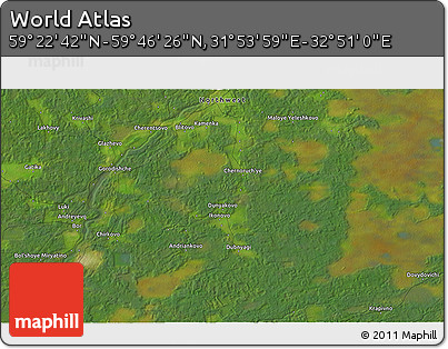 Satellite 3D Map of the Area around 59° 34' 34" N, 32° 22' 30" E