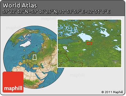 Satellite Location Map of the Area around 59° 34' 34" N, 32° 22' 30" E