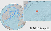 Gray Location Map of the area around 59° 34' 34" N, 37° 19' 30" W, hill shading