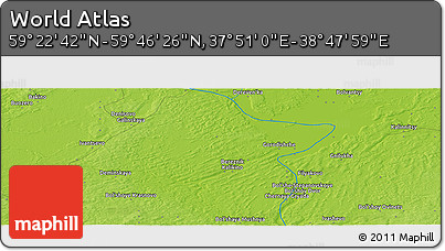 Physical Panoramic Map of the Area around 59° 34' 34" N, 38° 19' 30" E