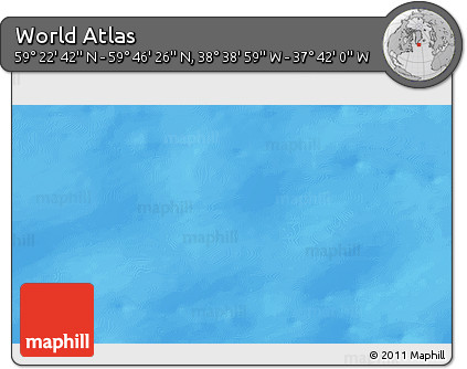 Shaded Relief 3D Map of the Area around 59° 34' 34" N, 38° 10' 29" W