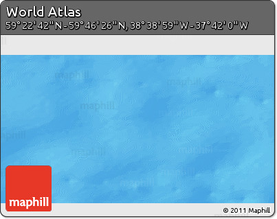 Shaded Relief 3D Map of the Area around 59° 34' 34" N, 38° 10' 29" W