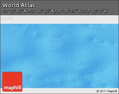 Shaded Relief 3D Map of the Area around 59° 34' 34" N, 38° 10' 29" W