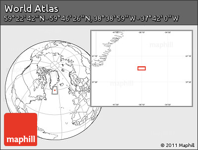 Blank Location Map of the Area around 59° 34' 34" N, 38° 10' 29" W