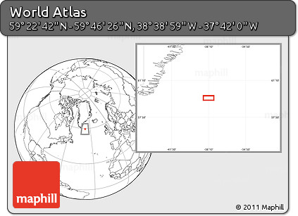 Blank Location Map of the Area around 59° 34' 34" N, 38° 10' 29" W