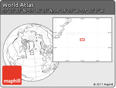 Blank Location Map of the Area around 59° 34' 34" N, 38° 10' 29" W