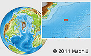 Physical Location Map of the area around 59° 34' 34" N, 38° 10' 29" W