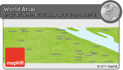Physical Panoramic Map of the Area around 59° 34' 34" N, 39° 10' 29" E