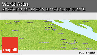 Physical Panoramic Map of the Area around 59° 34' 34" N, 39° 10' 29" E