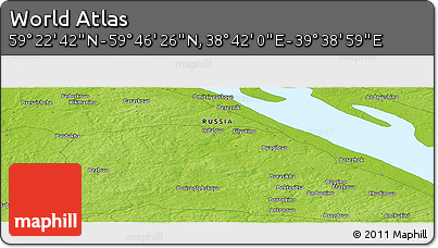 Physical Panoramic Map of the Area around 59° 34' 34" N, 39° 10' 29" E