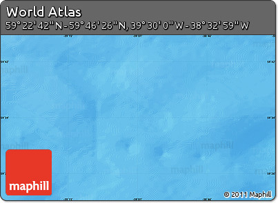 Physical Map of the Area around 59° 34' 34" N, 39° 1' 29" W