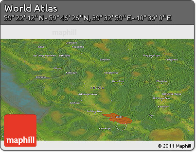 Satellite 3D Map of the Area around 59° 34' 34" N, 40° 1' 29" E