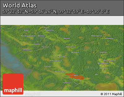 Satellite 3D Map of the Area around 59° 34' 34" N, 40° 1' 29" E