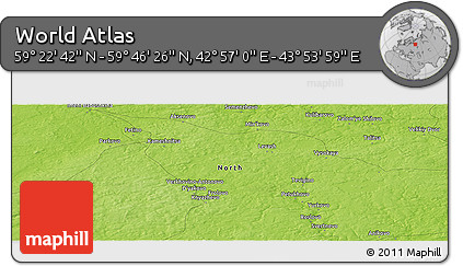 Physical Panoramic Map of the Area around 59° 34' 34" N, 43° 25' 29" E