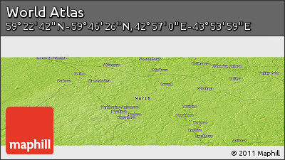 Physical Panoramic Map of the Area around 59° 34' 34" N, 43° 25' 29" E