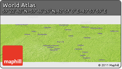 Physical Panoramic Map of the Area around 59° 34' 34" N, 43° 25' 29" E