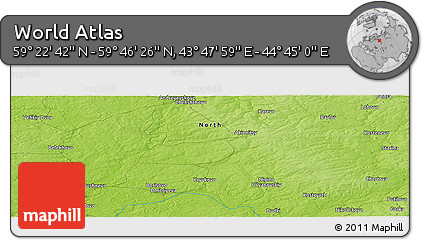 Physical Panoramic Map of the Area around 59° 34' 34" N, 44° 16' 29" E