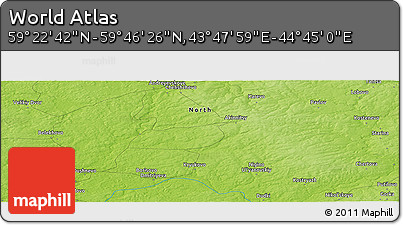 Physical Panoramic Map of the Area around 59° 34' 34" N, 44° 16' 29" E