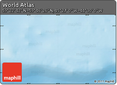 Shaded Relief Map of the Area around 59° 34' 34" N, 44° 58' 30" W