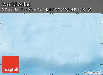 Shaded Relief Map of the Area around 59° 34' 34" N, 44° 58' 30" W