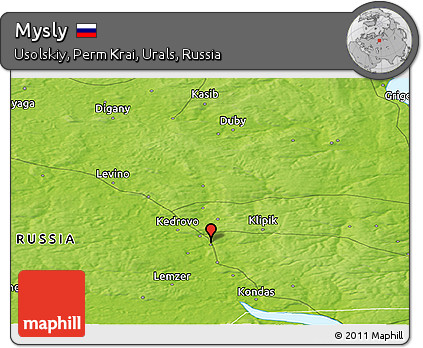 Physical Panoramic Map of Mysly