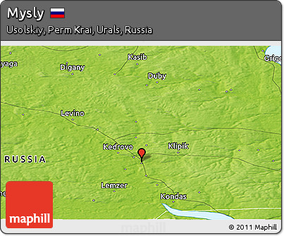 Physical Panoramic Map of Mysly
