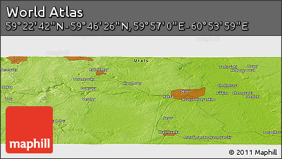 Physical Panoramic Map of the Area around 59° 34' 34" N, 60° 25' 29" E