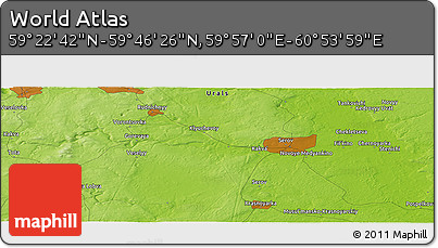Physical Panoramic Map of the Area around 59° 34' 34" N, 60° 25' 29" E