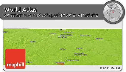Physical Panoramic Map of the Area around 59° 34' 34" N, 61° 16' 29" E