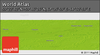 Physical Panoramic Map of the Area around 59° 34' 34" N, 68° 4' 29" E