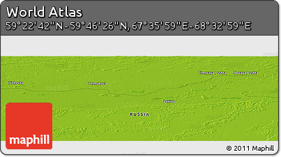 Physical Panoramic Map of the Area around 59° 34' 34" N, 68° 4' 29" E