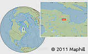 Savanna Style Location Map of the area around 59° 34' 34" N, 71° 19' 29" W, hill shading