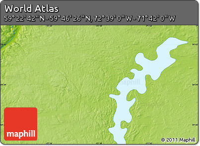 Physical Map of the Area around 59° 34' 34" N, 72° 10' 30" W