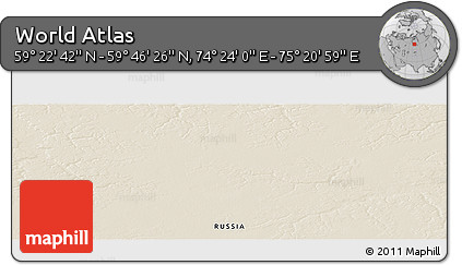 Shaded Relief Panoramic Map of the Area around 59° 34' 34" N, 74° 52' 30" E