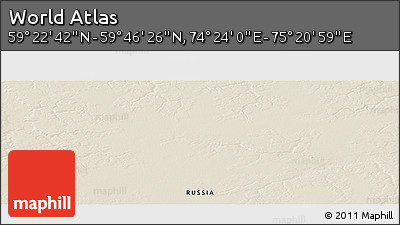 Shaded Relief Panoramic Map of the Area around 59° 34' 34" N, 74° 52' 30" E