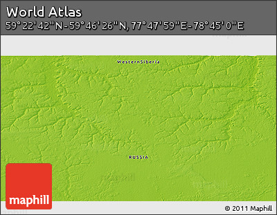 Physical 3D Map of the Area around 59° 34' 34" N, 78° 16' 30" E