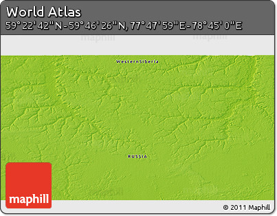 Physical 3D Map of the Area around 59° 34' 34" N, 78° 16' 30" E