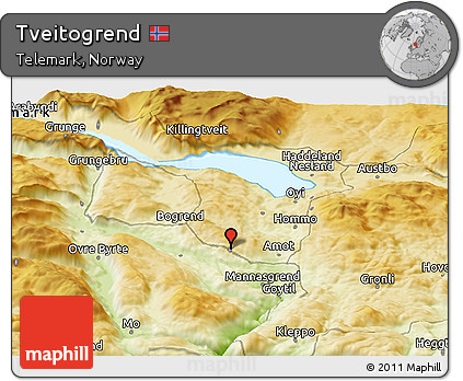 Physical Panoramic Map of Tveitogrend