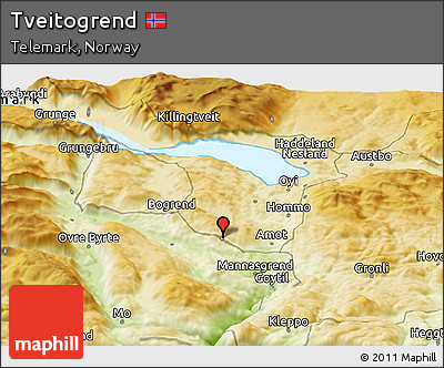 Physical Panoramic Map of Tveitogrend