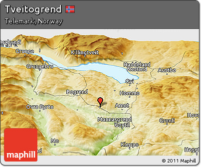 Physical Panoramic Map of Tveitogrend