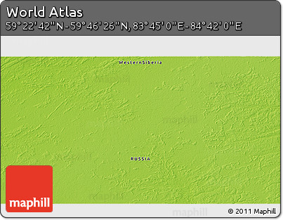 Physical 3D Map of the Area around 59° 34' 34" N, 84° 13' 29" E