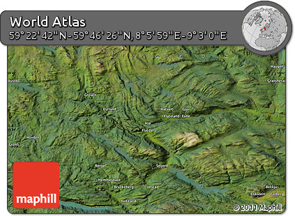 Satellite Map of the Area around 59° 34' 34" N, 8° 34' 29" E