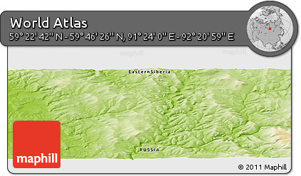 Physical Panoramic Map of the Area around 59° 34' 34" N, 91° 52' 30" E