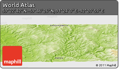 Physical Panoramic Map of the Area around 59° 34' 34" N, 91° 52' 30" E