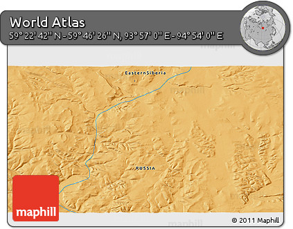 Political 3D Map of the Area around 59° 34' 34" N, 94° 25' 30" E
