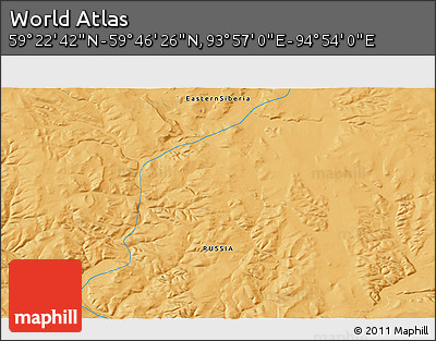 Political 3D Map of the Area around 59° 34' 34" N, 94° 25' 30" E